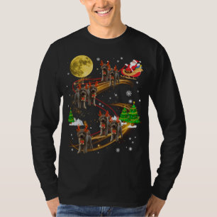 Goldendoodle Reindeer Christmas Dog Riding Santa X T-Shirt