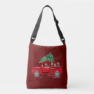 Goldendoodle Riding Red Truck Santa Christmas Paja Crossbody Bag