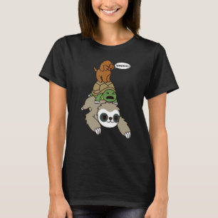 Goldendoodle Riding Sloth Tortoise Dog T-Shirt