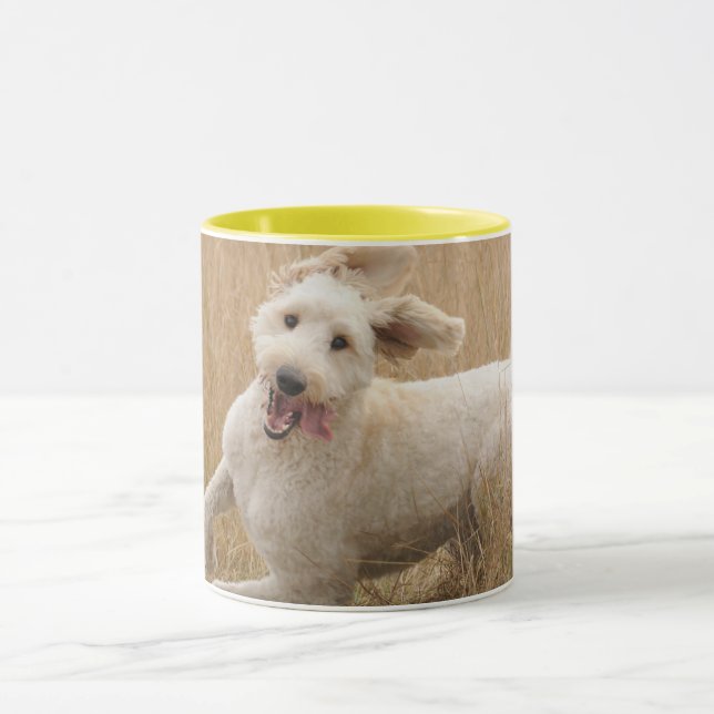 Goldendoodle Runs Through Grass Mug (Center)