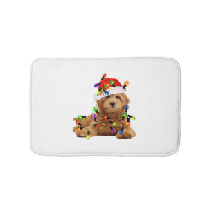 Goldendoodle Santa Dog Bath Mat