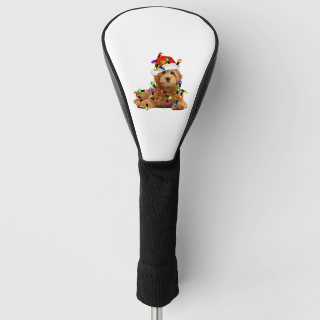 Goldendoodle Santa Dog Golf Head Cover (Front)