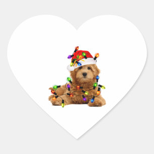 Goldendoodle Santa Dog Heart Sticker