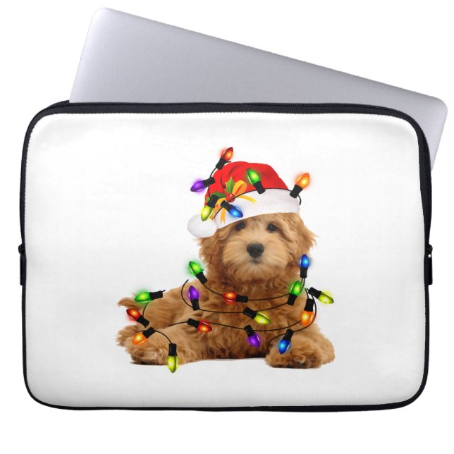 Goldendoodle Santa Dog Laptop Sleeve (Front)
