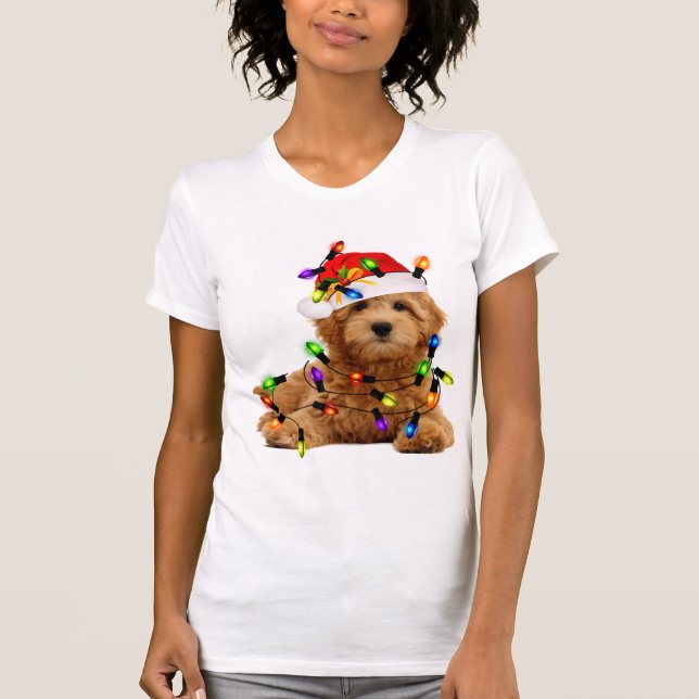 Goldendoodle Santa Dog T-Shirt (Front)