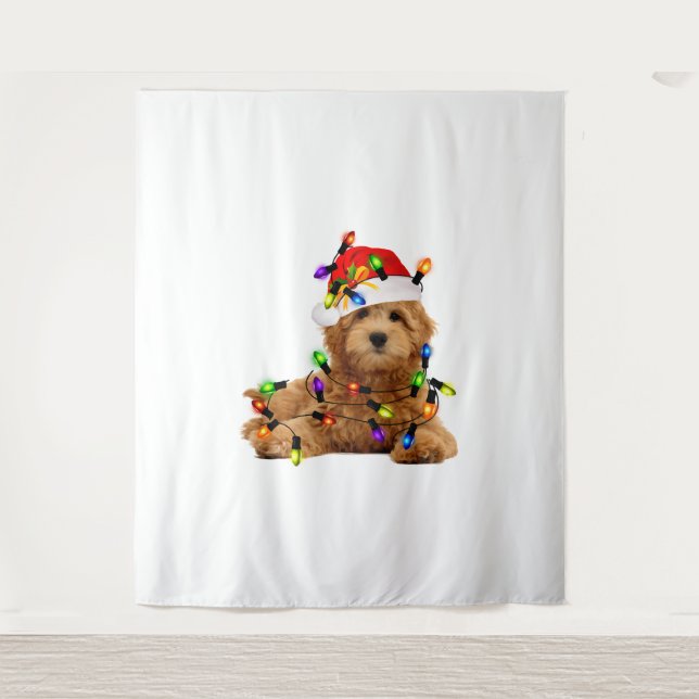 Goldendoodle Santa Dog Tapestry (Front)