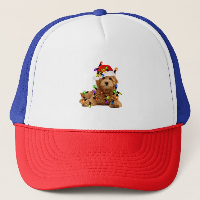 Goldendoodle Santa Dog Trucker Hat (Front)