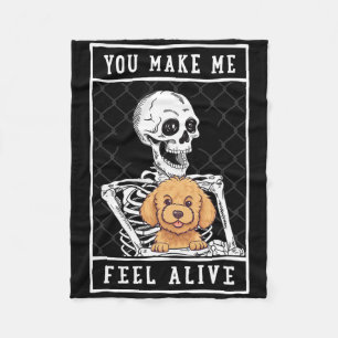 Goldendoodle Skeleton You Make Feel Halloween Me A Fleece Blanket