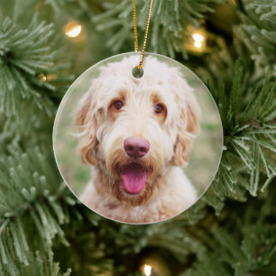 Goldendoodle Smiling Ceramic Ornament