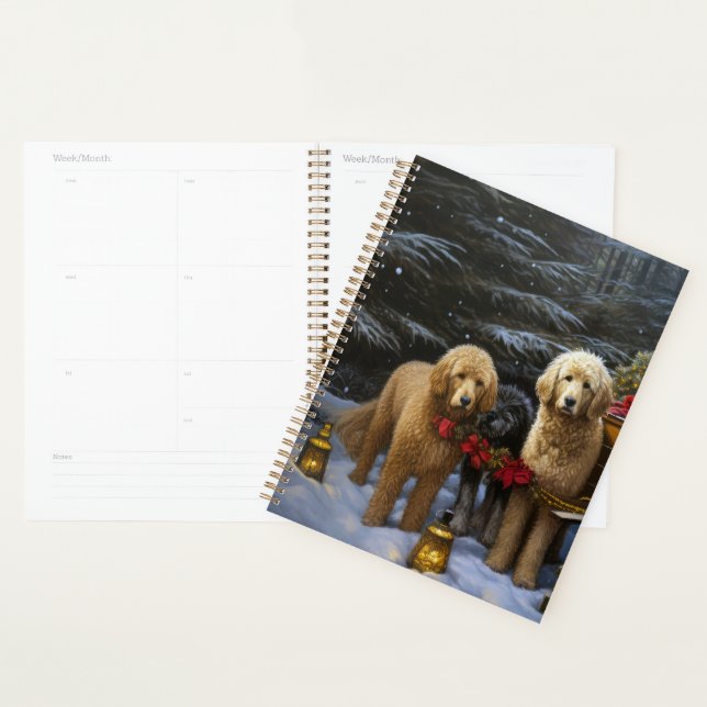 Goldendoodle Snowy Sleigh Christmas Decor Planner (Display)