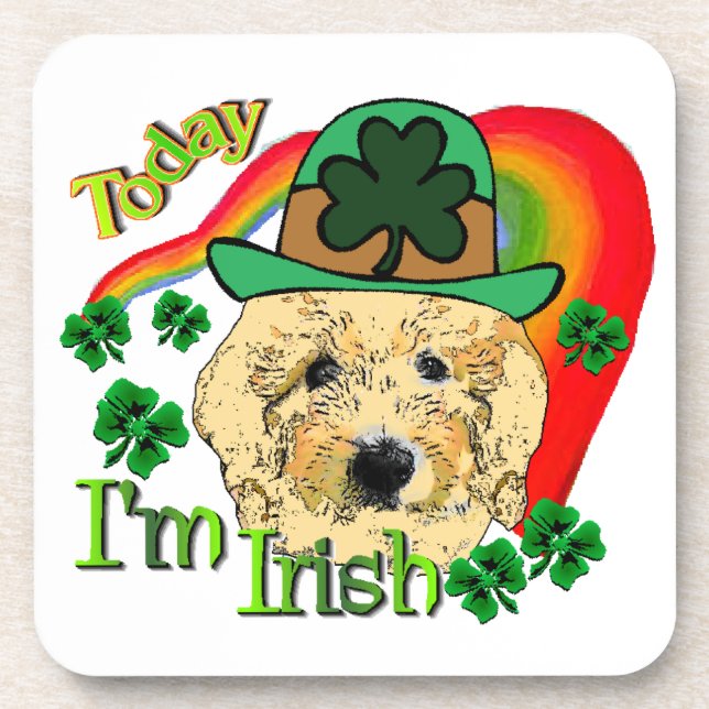 Goldendoodle St Patricks Day Coaster (Front)