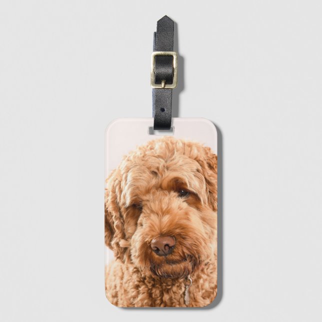 Goldendoodle Studio Portrait Luggage Tag (Front Vertical)