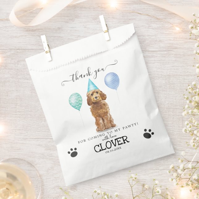 Goldendoodle Thank You Dog Treat Party Favour Bags (Clipped)