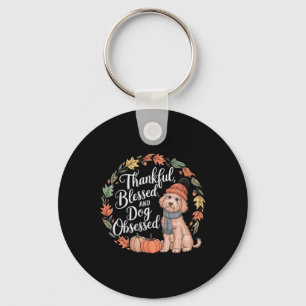 Goldendoodle Thanksgiving Pumpkin Dog Fall Leaf Au Key Ring