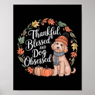 Goldendoodle Thanksgiving Pumpkin Dog Fall Leaf Au Poster