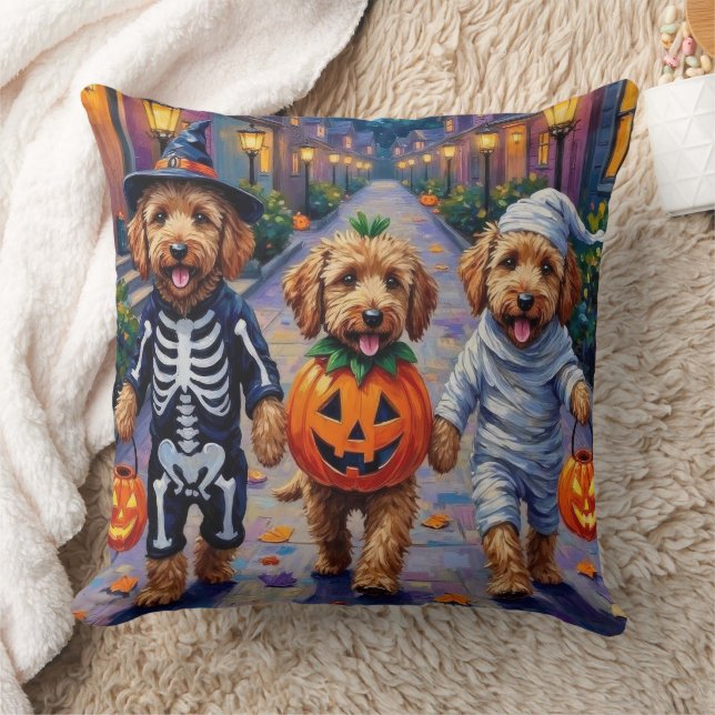Goldendoodle Trick-or-Treating Halloween Costumes Cushion (Blanket)