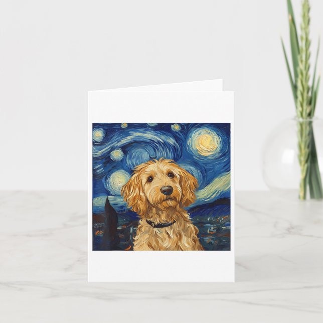 Goldendoodle Van Gogh Starry Night  Card (Front)