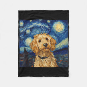Goldendoodle Van Gogh Starry Night  Fleece Blanket