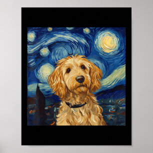 Goldendoodle Van Gogh Starry Night Poster