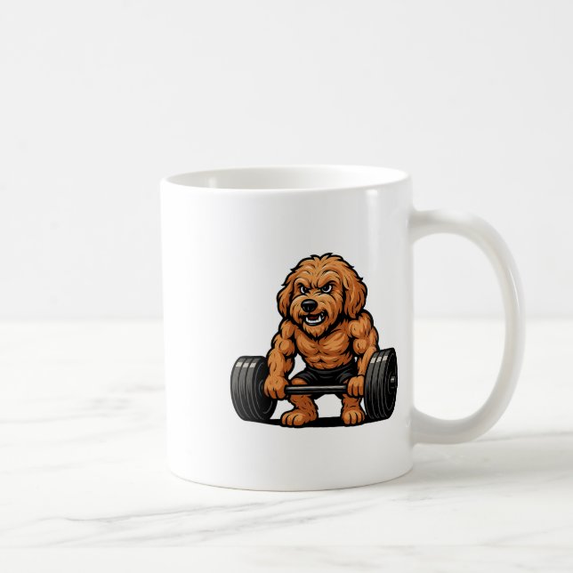 Goldendoodle Weightlifting Bodybuilder Workout Gym Coffee Mug (Right)
