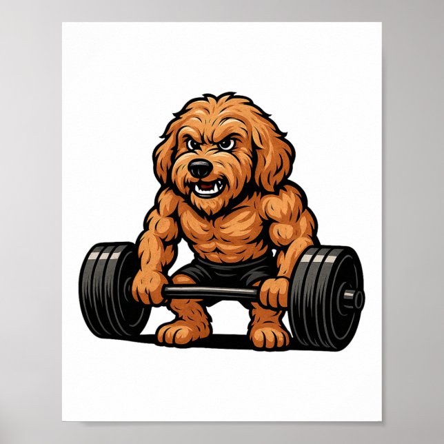 Goldendoodle Weightlifting Bodybuilder Workout Gym Poster (Front)