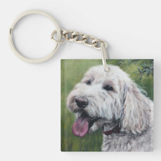 Goldendoodle white puppy key ring