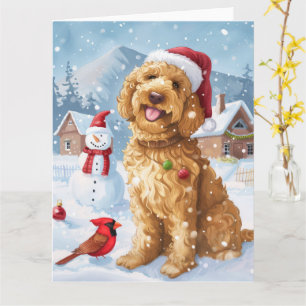 Goldendoodle Winter Wonderland Christmas Joy Card
