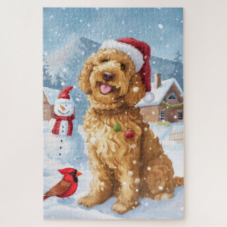 Goldendoodle Winter Wonderland Christmas Joy Jigsaw Puzzle