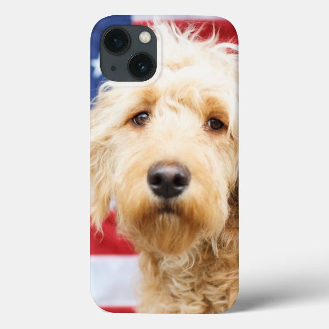 Goldendoodle With American Flag Case-Mate iPhone Case (Back)