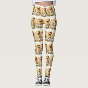 Goldendoodle with Easter Eggs Leggings