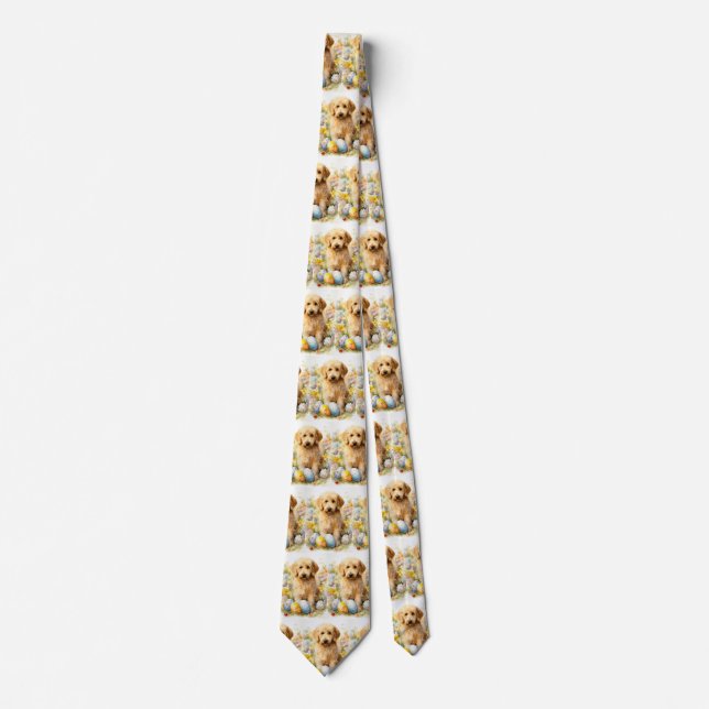 Goldendoodle with Easter Eggs Tie (Front)