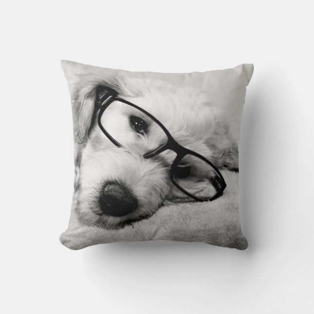 Goldendoodle With Glasses Cushion (Front)