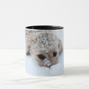 Goldendoodle With Nose In Snow Mug