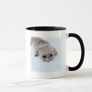 Goldendoodle With Nose In Snow Mug