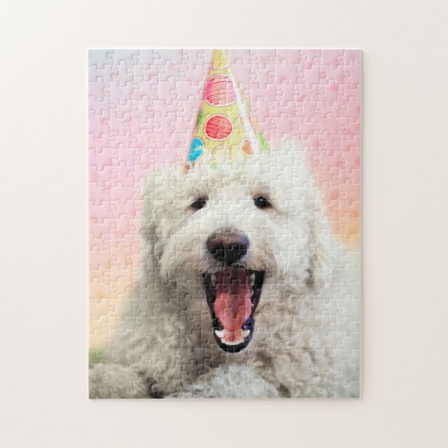 Goldendoodle With Party Hat Jigsaw Puzzle (Vertical)