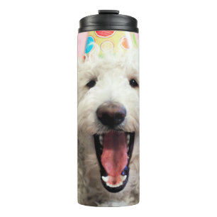 Goldendoodle With Party Hat Thermal Tumbler