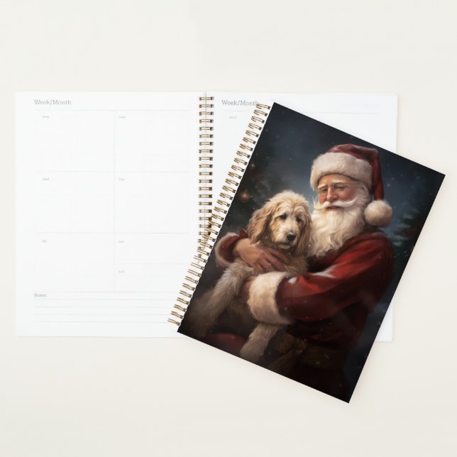 Goldendoodle With Santa Claus Festive Christmas Planner (Display)