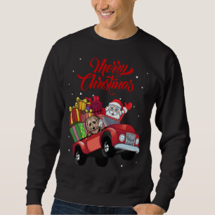 Goldendoodle With Santa Claus In Red Truck Dog Sweatshirt