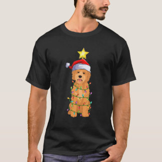 Goldendoodle Xmas Lighting Tree Santa Goldendoodle T-Shirt