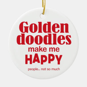 Goldendoodles Make Me Happy Ceramic Ornament