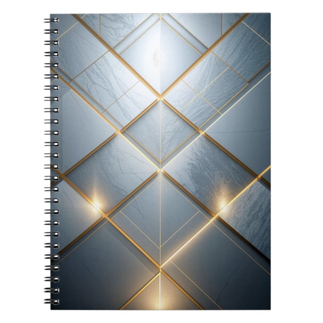 Goldene Geometrie Marmor Luxus Muster Notebook (Front)
