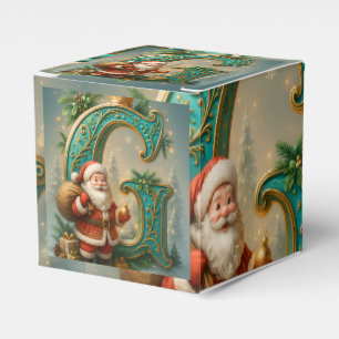 Goldenes Initial G mit Weihnachtsmann und Krone Favour Box