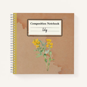 Goldenpea Flower Personalised Composition Notebook