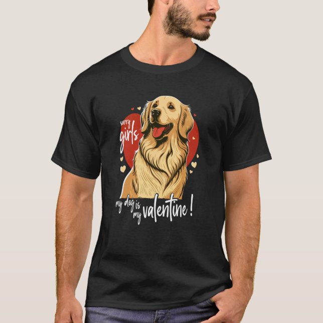 Goldenretrieverdog with Hearts Doglove For Valenti T-Shirt (Front)
