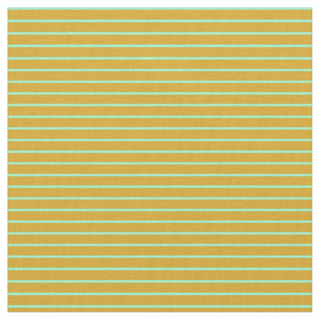 Goldenrod and Aquamarine Stripes/Lines Pattern Fabric (Close Up)