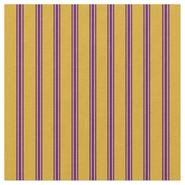 Goldenrod and Indigo Coloured Stripes Fabric (Close Up)