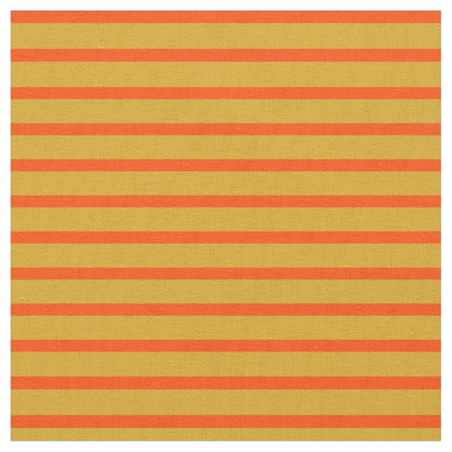Goldenrod and Red Coloured Stripes/Lines Pattern Fabric (Close Up)