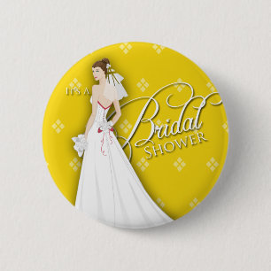 Goldenrod and White Vintage Bridal Shower Pin