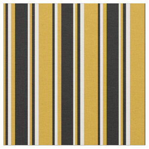 Goldenrod, Black, and White Stripes Pattern Fabric
