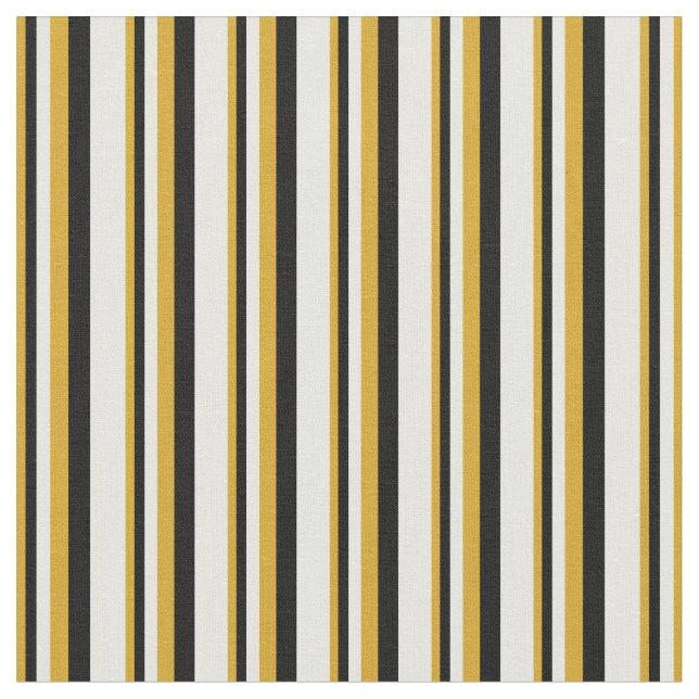 Goldenrod, Black & White Lined/Striped Pattern Fabric (Close Up)
